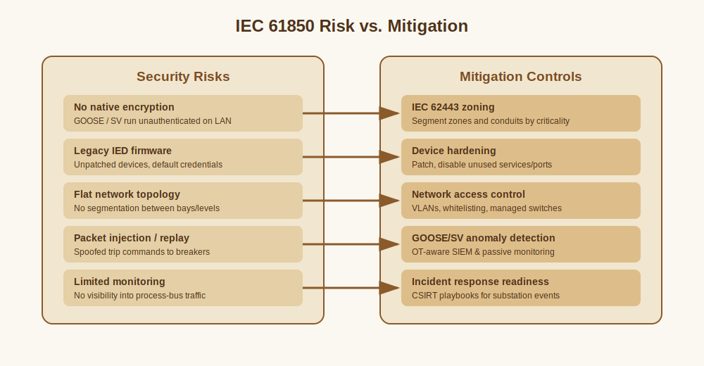 پروتکل IEC 61850 چیست؟ | استاندارد ارتباطی پست های برق هوشمند 3 IEC 61850 Risk Vs Mitigation